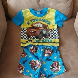 🌷🏖Kids Tow Mater Pajama Set - Blue and Yellow